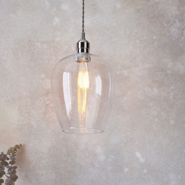 Visionary Lighting Hoburne Pendant in Antique Brass with Clear Glass